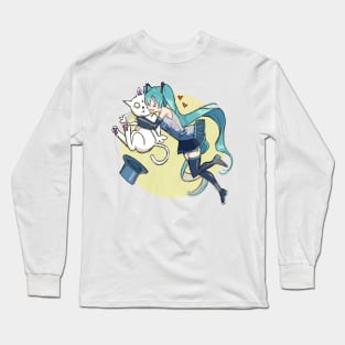 Hatsune Miku and cat Long Sleeve T-Shirt